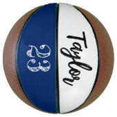 Blauw persoonlijk nummer van Ball Player-naam Basketbal (Verticaal)