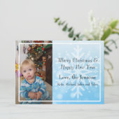 blauw Persoonlijk Snowflake Fotokerst Kaart (Staand voorkant)