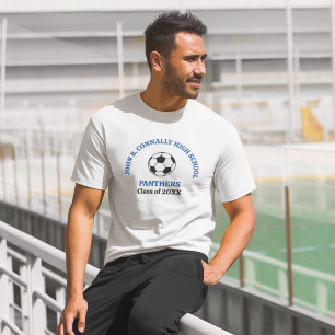 Blauw Persoonlijk Voetbalteam Middelbare School T-shirt