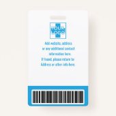 blauw persoonlijk ziekenhuis of klinisch personeel badge (Achterkant)