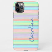 Blauw Perzik Blush Roze Lime Groene Strepen Patroo iPhone Hoesje (Achterkant)