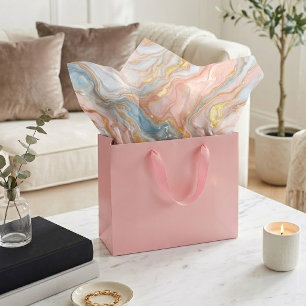 Blauw perzik pastel blush roze goud marmer patroon tissuepapier