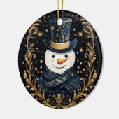 Blauw Pet Snowman Goud Decoratief Ornament (Links)