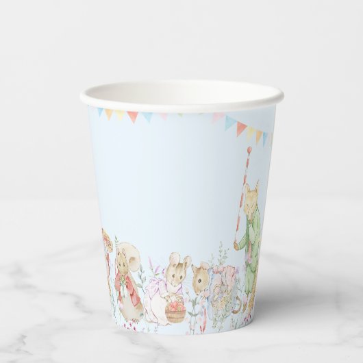 Blauw Peter het Konijn Eerste Verjaardag Papieren Bekers (Achterkant)