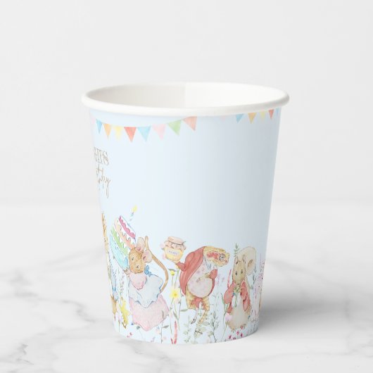 Blauw Peter het Konijn Eerste Verjaardag Papieren Bekers (Links)