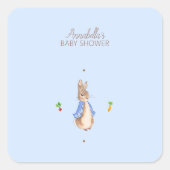 Blauw Peter het Konijn Vierkante Sticker (Voorkant)