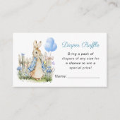 Blauw Peter Konijn Baby shower Luier Raffle Informatiekaartje (Voorkant)