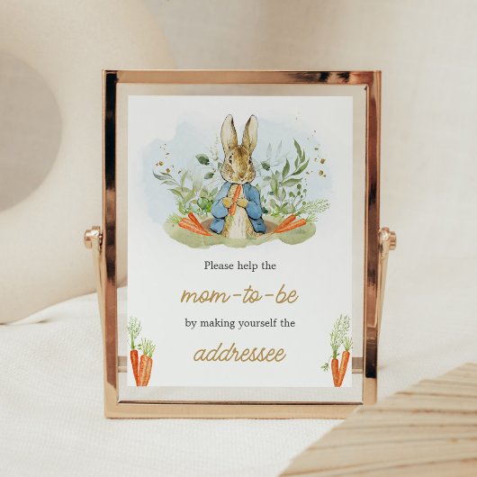 Blauw Peter Rabbit Baby shower Envelope Station Poster