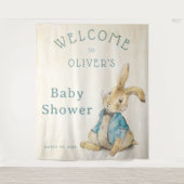 blauw Peter Rabbit Baby shower Wandkleed (Voorkant)