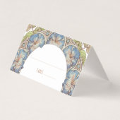 Blauw Petunia Naam Kaarten Trouwtafel (Voorkant)