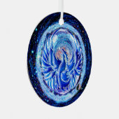Blauw Phoenix keramisch versieringsmiddel Metalen Ornament (Voorkant Rechts)