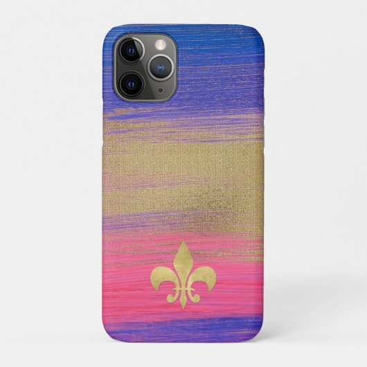 Blauw, PInk, goudbeschilderd canvas met de lijst Case-Mate iPhone Case (Achterkant)