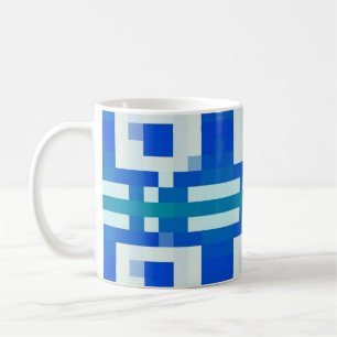 Blauw Pixel Art Geometrisch Patroon Koffiemok