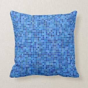 Blauw pixelmozaïek kussen
