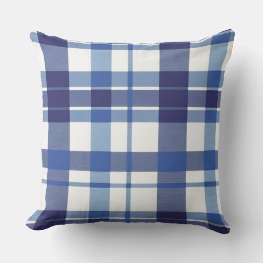 Blauw Plaid kussen (Voorkant)