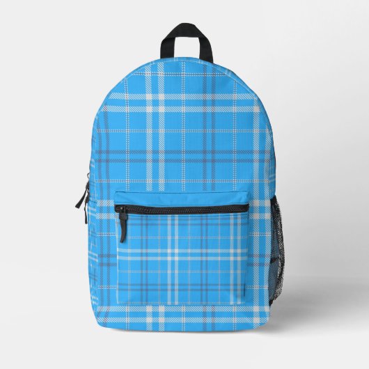 Blauw Plaid Pattern Rugzak – Stijlvol en functione (Voorkant)
