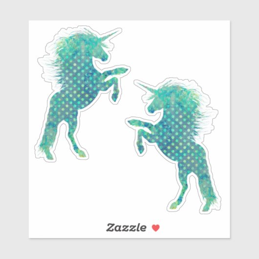  blauw poka Dot Unicorn Sticker (Vel)