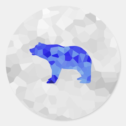 Blauw Polar Beer Geometrische Wintersneeuw Blizzar Ronde Sticker (Voorkant)