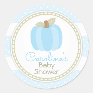 Blauw pompoen Baby shower ronde Sticker