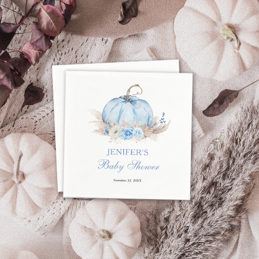 Blauw pompoen Baby shower Servet