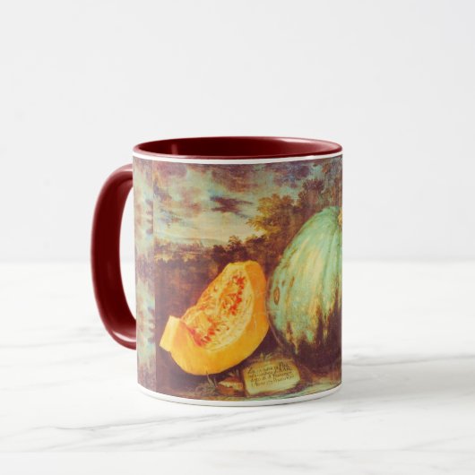 blauw pompoen met heirloom herfst schilderij mok (Voorkant links)