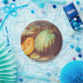 blauw pompoen met heirloom herfst schilderij papieren bordje (Feest)