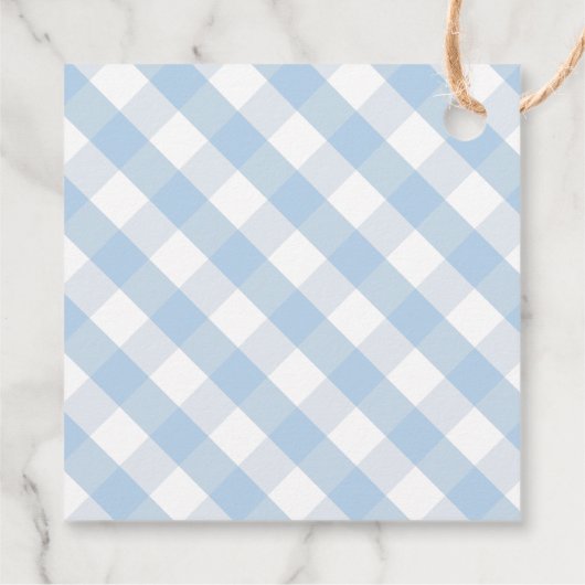 Blauw pompoen vrachtwagen Gingham Boy Baby shower Bedankjes Labels (Achterkant)