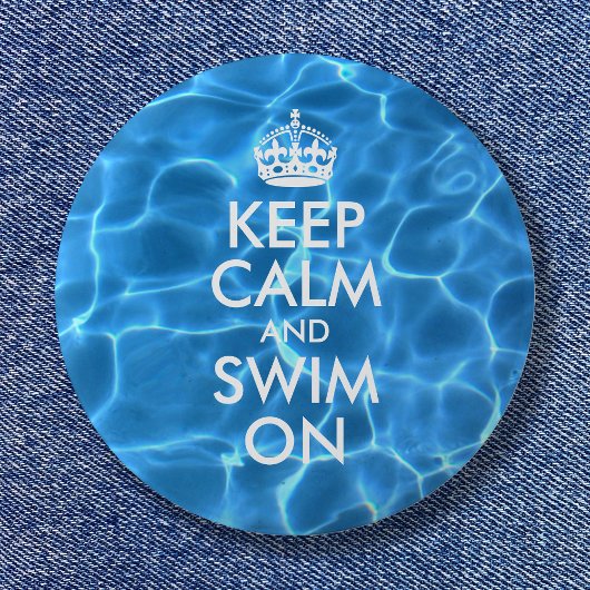 Blauw poolwater kalm houden en draaien aan ronde button 5,7 cm