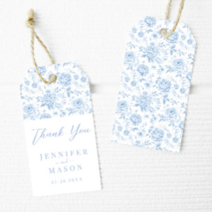Blauw Porselein Bloemen Bruiloft Dank u Labels Cadeaulabel