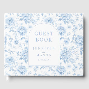 Blauw porselein bloemenboho gift bruiloft gastenbo gastenboek
