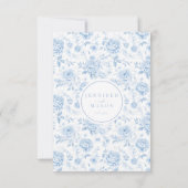 Blauw Porselein Bloementuin Bruiloft RSVP Kaarten Kaartje (Achterkant)