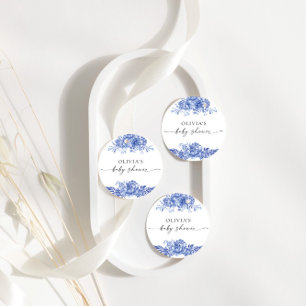Blauw Porselein Bloemige Baby Shower Favor Tag Bedankjes Labels