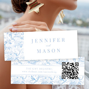 Blauw porselein bruiloft QR register insert kaart