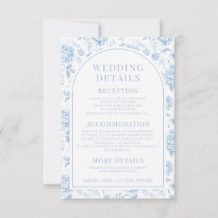 Blauw Porselein Chinoiserie Bloemen Trouwdetails Kaart