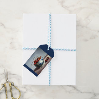 Blauw Porselein & Kersen Cadeaulabel