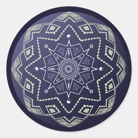 Blauw Porselein Sphere Mandala Sticker (Voorkant)