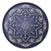 Blauw Porselein Sphere Mandala Sticker