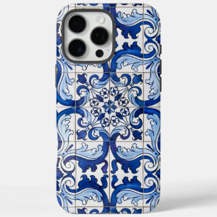Blauw Portugees Azulejo Glazed Tegel Pattern iPhone 16 Pro Max Hoesje