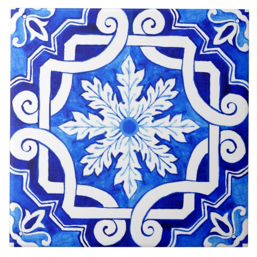 Blauw Portugees Azulejo Keramische Tegel. Tegeltje (Voorkant)