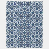 Blauw Portugees Azulejos Floral Tile Pattern Fleece Deken (Voorkant)