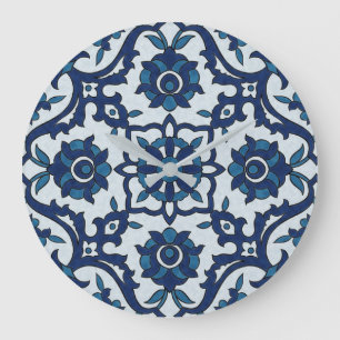 Blauw Portugees Azulejos Floral Tile Pattern Grote Klok