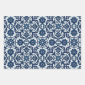 Blauw Portugees Azulejos Floral Tile Pattern Inpakpapier Vel (Voorkant 3)