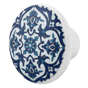 Blauw Portugees Azulejos Floral Tile Pattern Keramische Knop