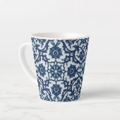 Blauw Portugees Azulejos Floral Tile Pattern Latte Mok (Linkerhoek)