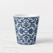 Blauw Portugees Azulejos Floral Tile Pattern Latte Mok (Voorkant)