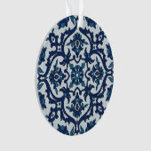 Blauw Portugees Azulejos Floral Tile Pattern Ornament (voorkant)