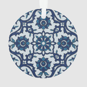 Blauw Portugees Azulejos Floral Tile Pattern Ornament