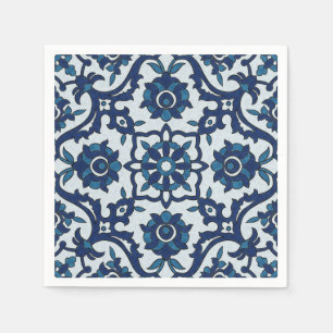 Blauw Portugees Azulejos Floral Tile Pattern Servet