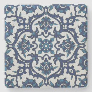 Blauw Portugees Azulejos Floral Tile Pattern Stenen Onderzetter