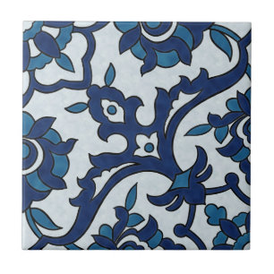 Blauw Portugees Azulejos Floral Tile Pattern Tegeltje